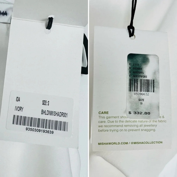 Mischa Collection Ida Sleeveless Ruched White Asymmetric Midi Dress Small 36 - Picture 7 of 12